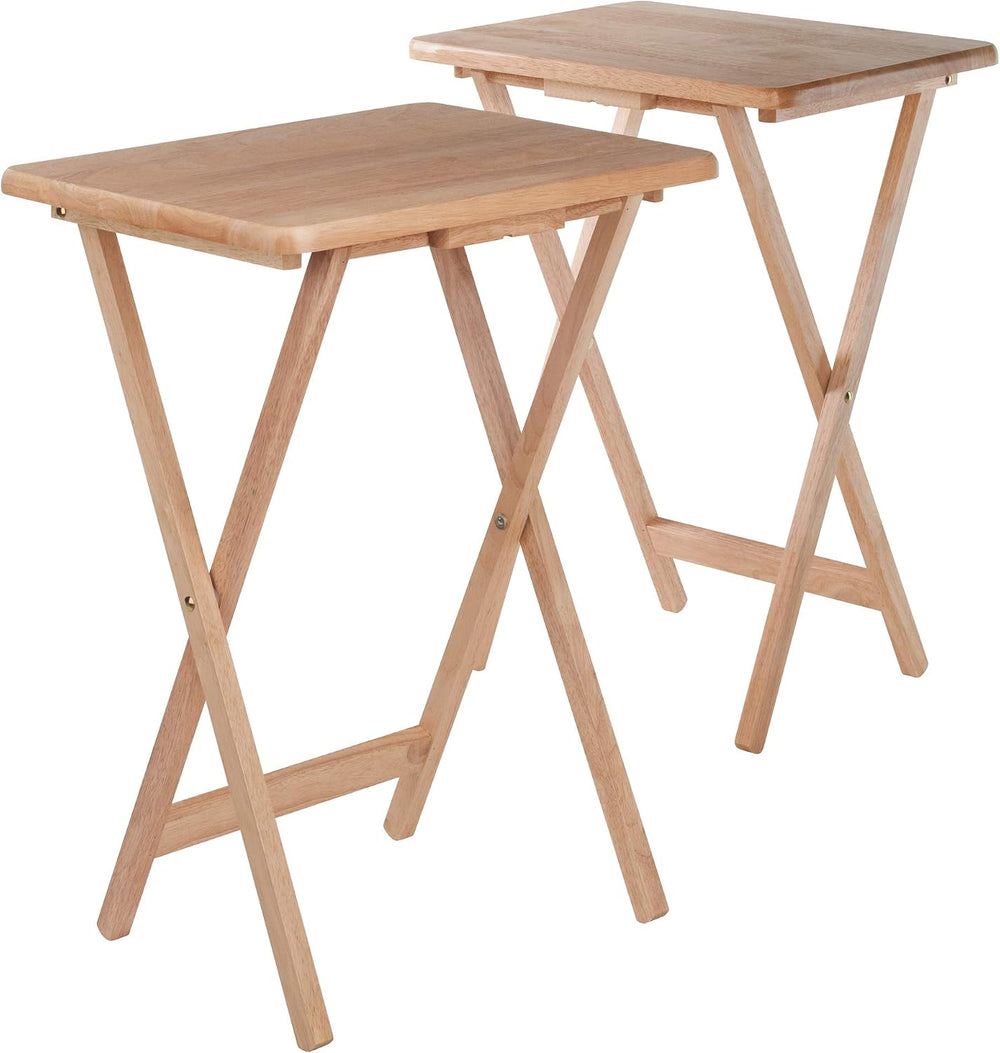 Winsome Alex Set of 2 Foldable Snack Tables, Natural, 26" | Easy to Stor...