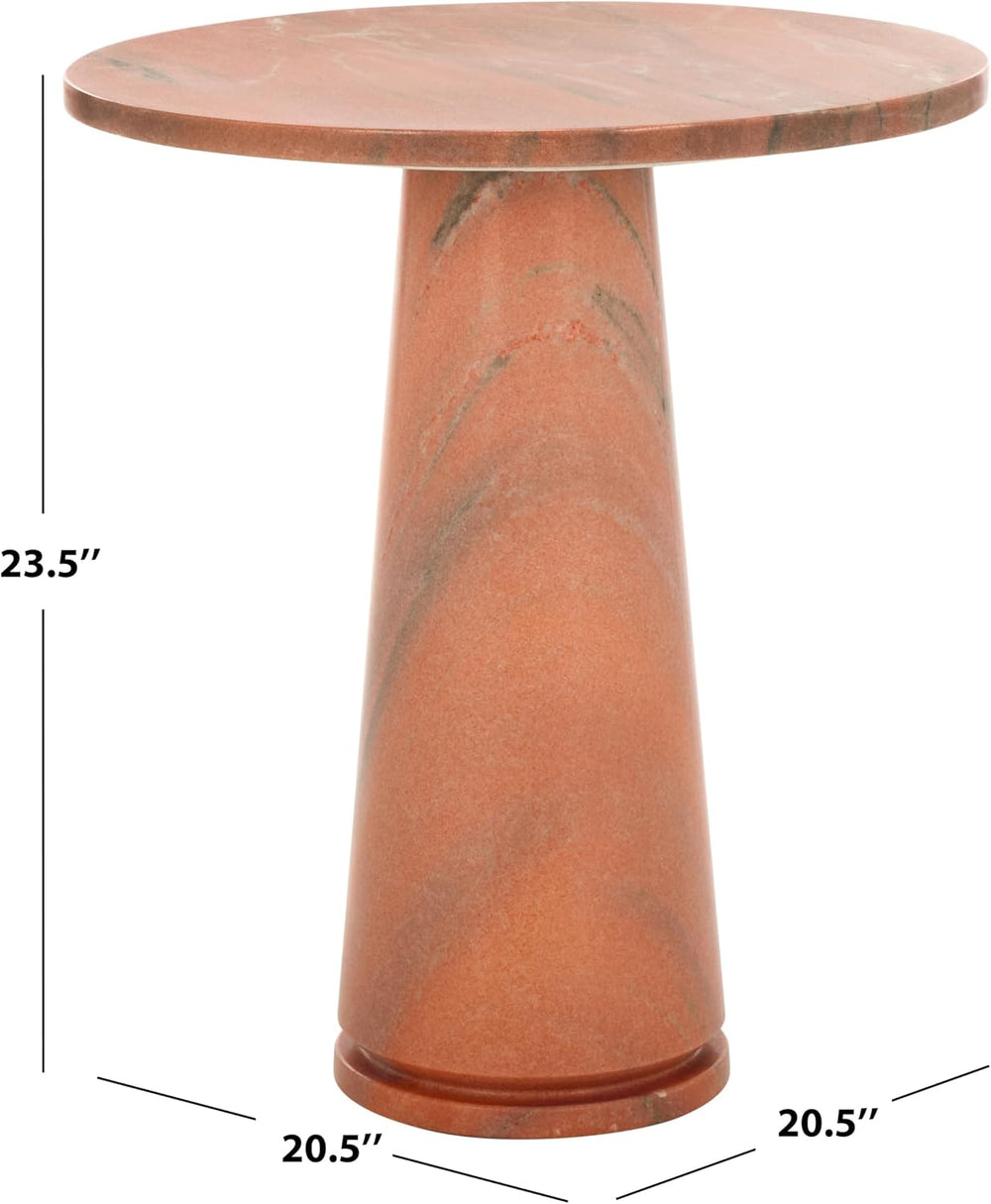 SAFAVIEH Furniture - Valentia Tall Marble Accent Table - Coral - Marble Top -...