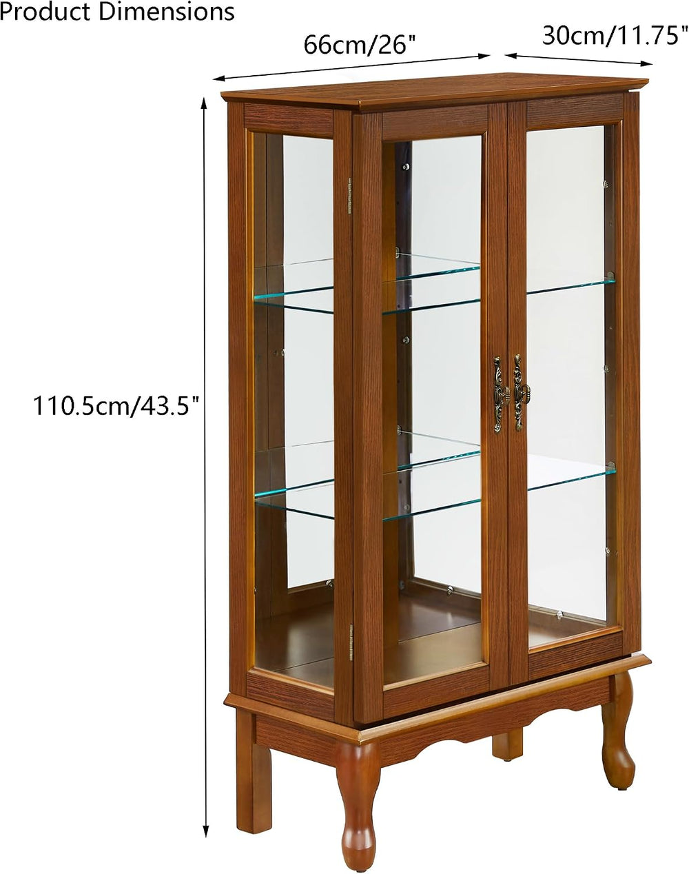 Lighted Curio Cabinet, Modern Floor Standing Glass Curio Cabinet Display Case...