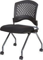 Office Star Deluxe Ventilated Plastic Wrap Around Back Folding Nesting Chair 2 Pack, Coal FreeFlex Fabric