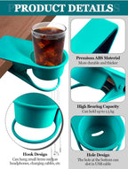 Kalolary 2-Pack Table Edge Cup Holder - Versatile Clip for Drinking Cups, Mugs & Bottles - Ideal for Home, Office & School (Blue)