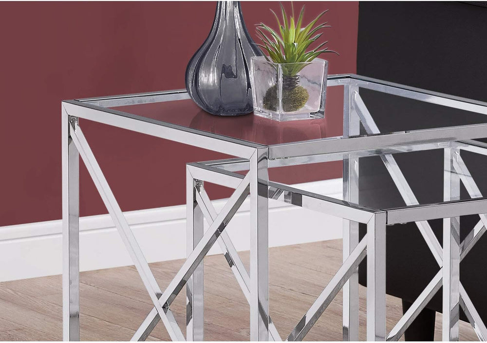 Monarch Specialties I NESTING TABLE, CHROME