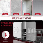 Large Capacity Shower Caddy, Heavy-Duty Adhesive Shower Organizers with Custom Aesthetic Design Soap, No Drilling Corner Shower Shelves, 5 Hooks for Bathroom Accessories, 3 Pack