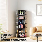 SpaceAid 6 Tier Rotating Shoe Rack Tower, Spinning Shoe Display Lazy Susan, Revolving 360 Shoe Rack Storage Round Carousel, Vertical Handbag Rotate Shoes Closet Organization (6-Tier Black)