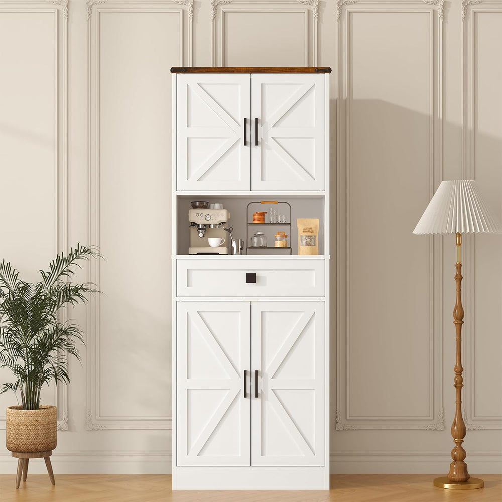 67" Tall Farmhouse Pantry Cabinet with Drawer,Small Storage Cabinet for ...