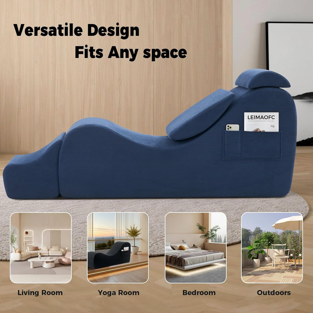 Yoga Chairs for Adults, Ergonomic Chaise Lounge Chair Indoor with Side Pocket...