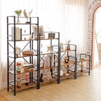 Crofy Rustic Bookshelf, 3 Tier Real Wood Bookshelf, Metal Book Shelf for Storage, Black Bookcase, 12.6" D x 23.62" W x 36.61" H