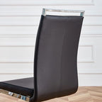 AZmac Modern Leather Dining Chairs Set of 2,Armless Kitchen Chairs,Dining Room Chairs with Upholstered Padded Seat and Sturdy Silver Chrome Legs for Dining Room,Kitchen (Set of 2, Black)