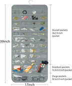 Bloss Hanging Jewelry Organizer With 90 Pockets,Earring Holder Organizer Storage For Valentine's Day Gift,Double-Sided Jewelry Holder for Earrings, Necklaces, Rings on Closet,Wall,Door(Grey)