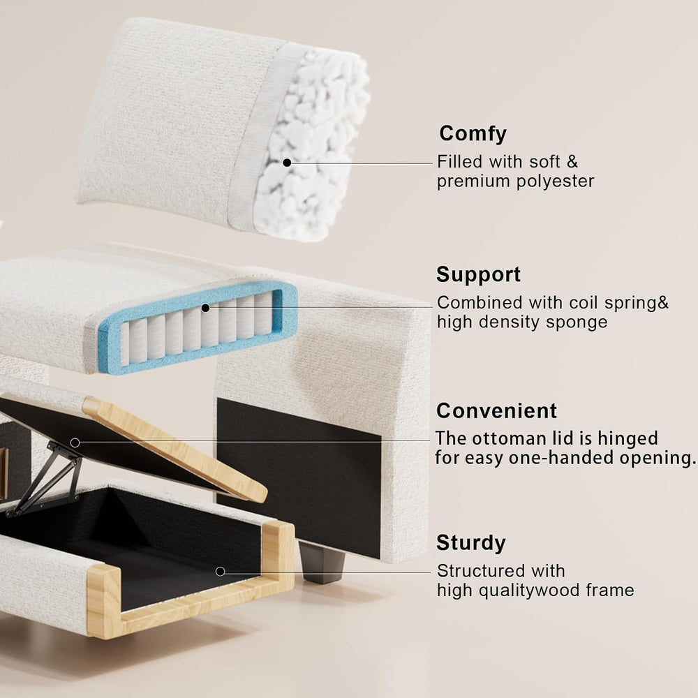 Belffin 45.9" Storage Ottoman Bench Oversized Ottoman for Footrest Uphol...