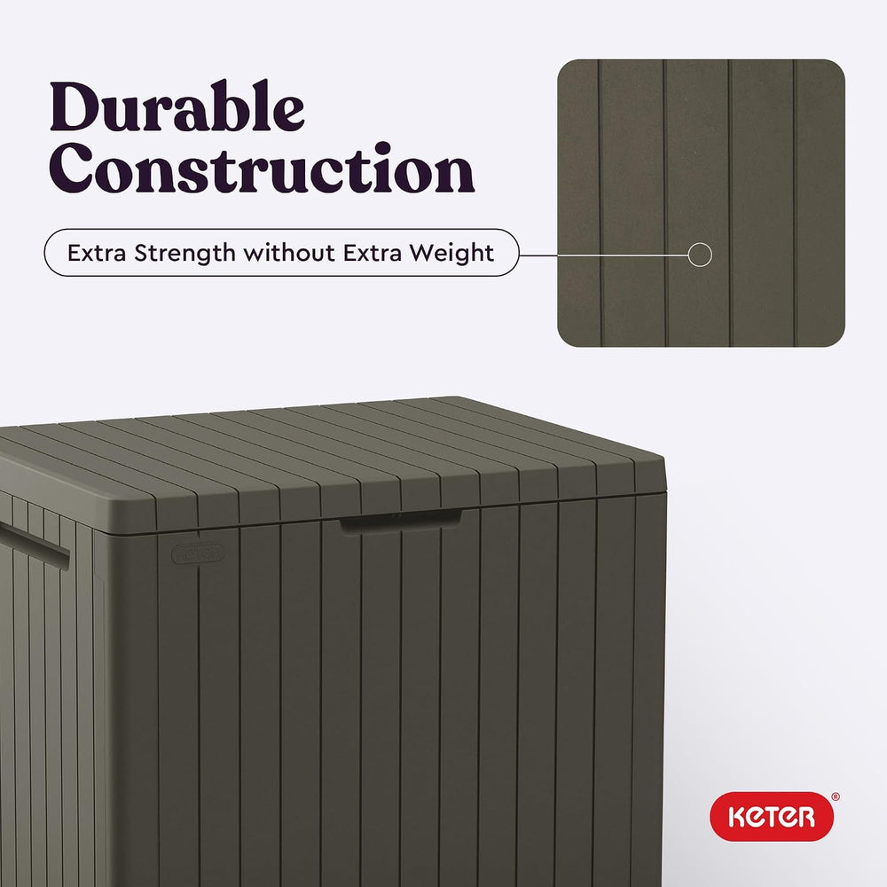 Keter City 30 Gal Outdoor Storage Box and Patio Side Table