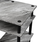 Convenience Concepts Designs2Go No Tools Desk Home Office Desk with Shelves, Corner Shelf Vanity Desk Computer Desk Nail Table for Nail Tech - 47.25" L x 15.75" W x 30" H, Gray Marble/Black