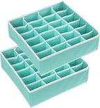 Simple Houseware 2 Pack Closet Sock Organizer, 24 Cell Drawer Divider, Turquoise
