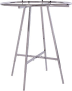 Econoco 42-Inch Folding Round Garment Rack, Adjustable 46–66″ Height Retail Display, Chrome Finish