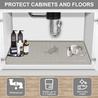 Under Sink Mat, 31" x 22" Waterproof Silicone Under Sink Tray for Kitchen & Laundry Cabinets, Kitchen Cabinet Shelf Protector, Up to 3.2 Gallons Liquid, Fits 36 inch Standard Cabinet (Khaki)