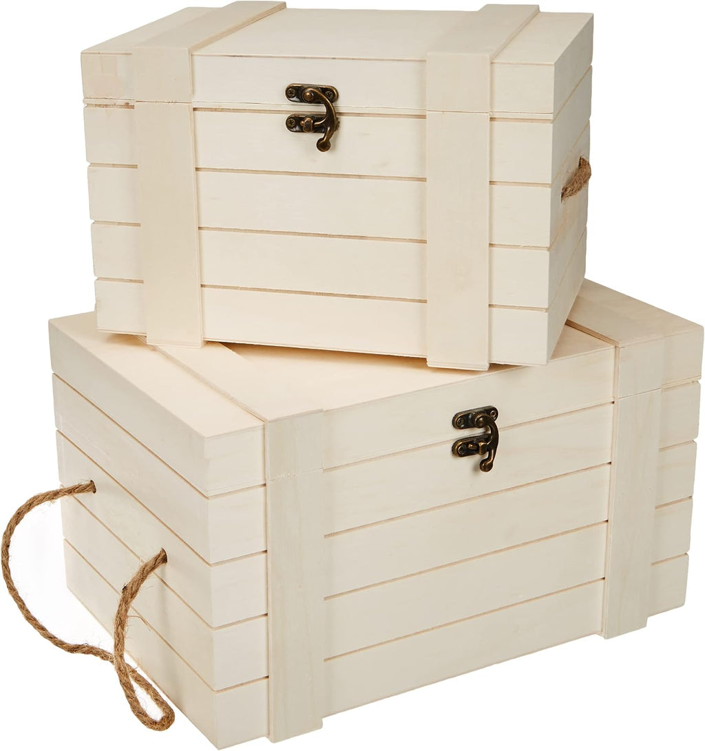 Rayher HOBBY Set Wooden Chests, FSC Mix Credit, Assorted, 1 pc. 30x20.5x17.3cm+24x16x15.5cm, 2