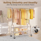 EAGMAK Heavy Duty Clothes Rack Load 688 LBS, Rolling Clothing Rack With 3 Shelves, Adjustable Metal Clothes Hanger with Wheels Portable Wardrobe Organizer Garment Rod for Hanging Clothes (Silver)