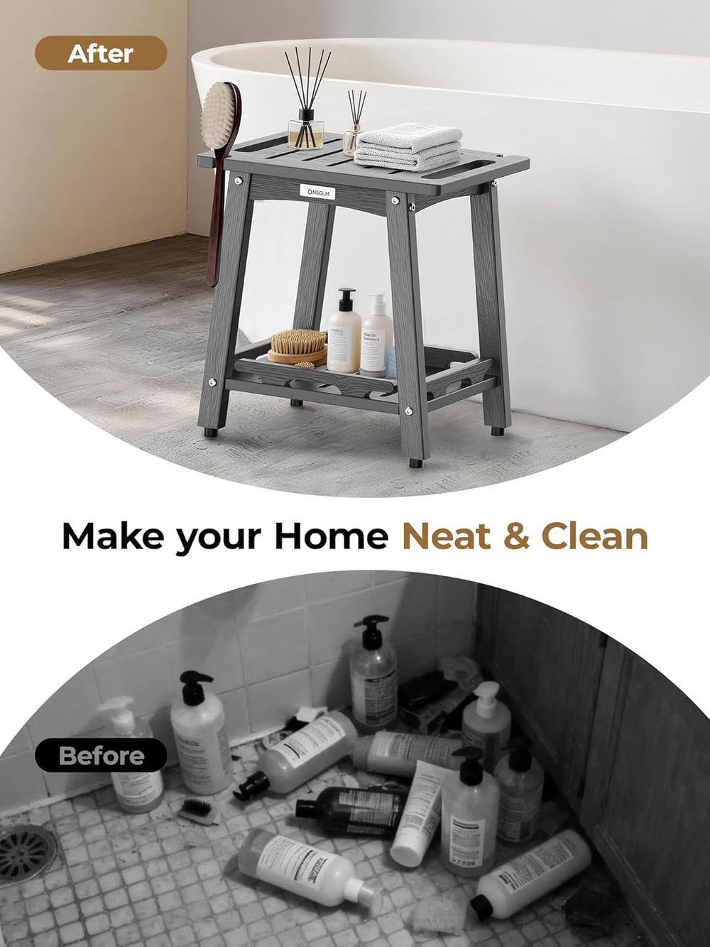 Shower Bench Seat, Non-Slip Shower Benches for Inside Shower to Sit on, HDPE ...