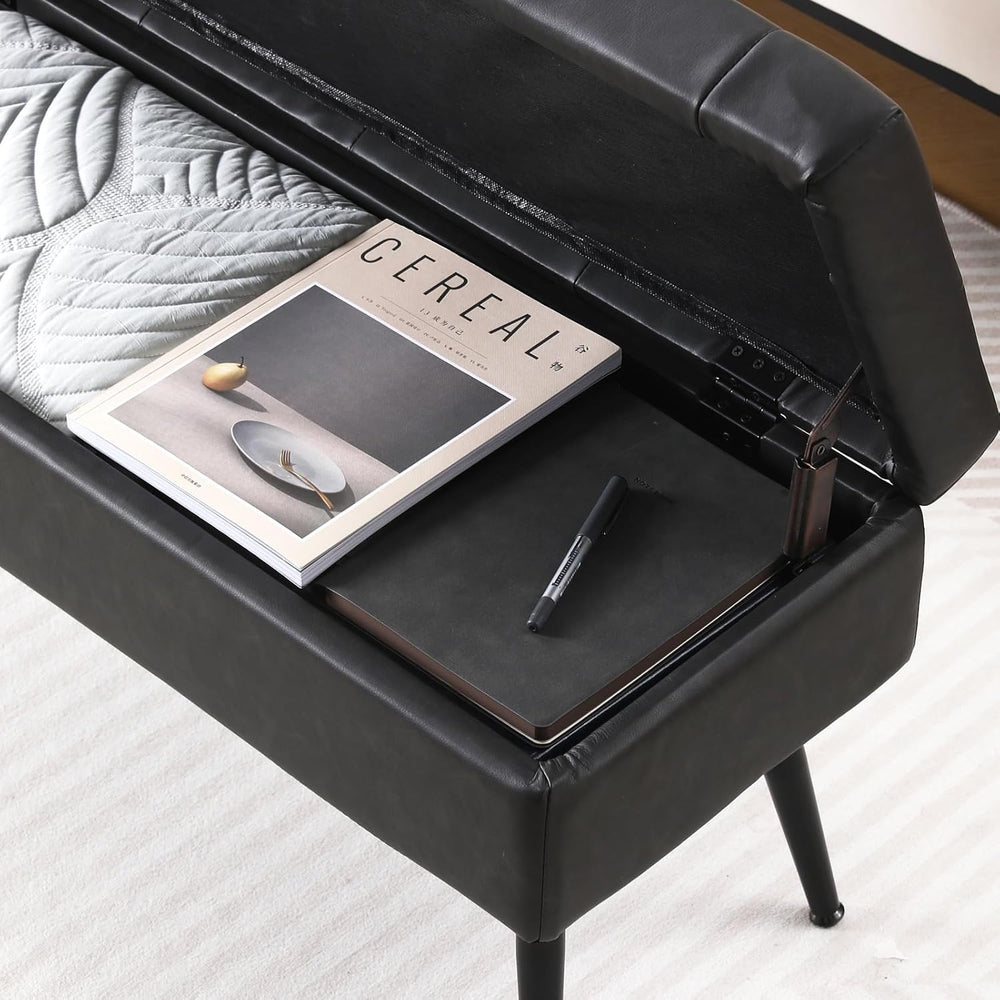Ottoman with Storage Bench, Upholstered Large Entry Bench Brown | 43.3" ...