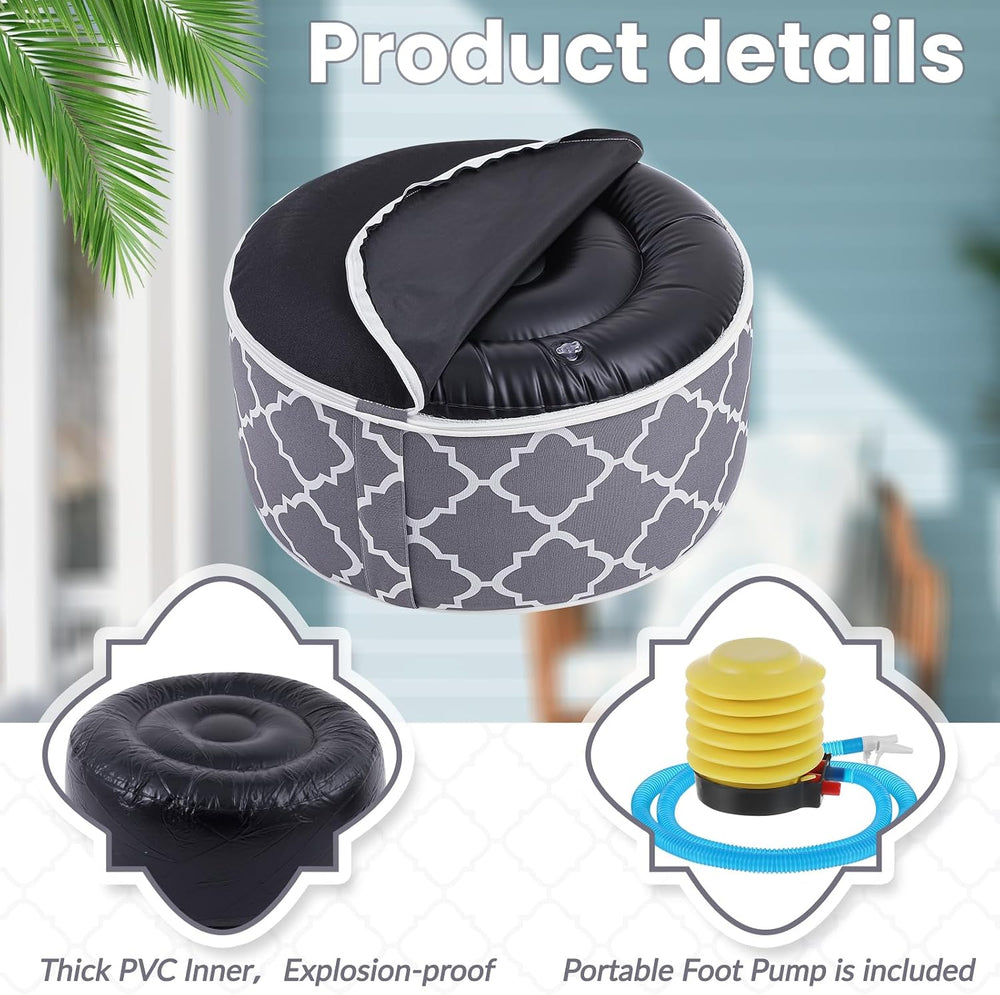 Juexica 2 Pack Inflatable Outdoor Ottoman Pouf Waterproof Round Footrest with...
