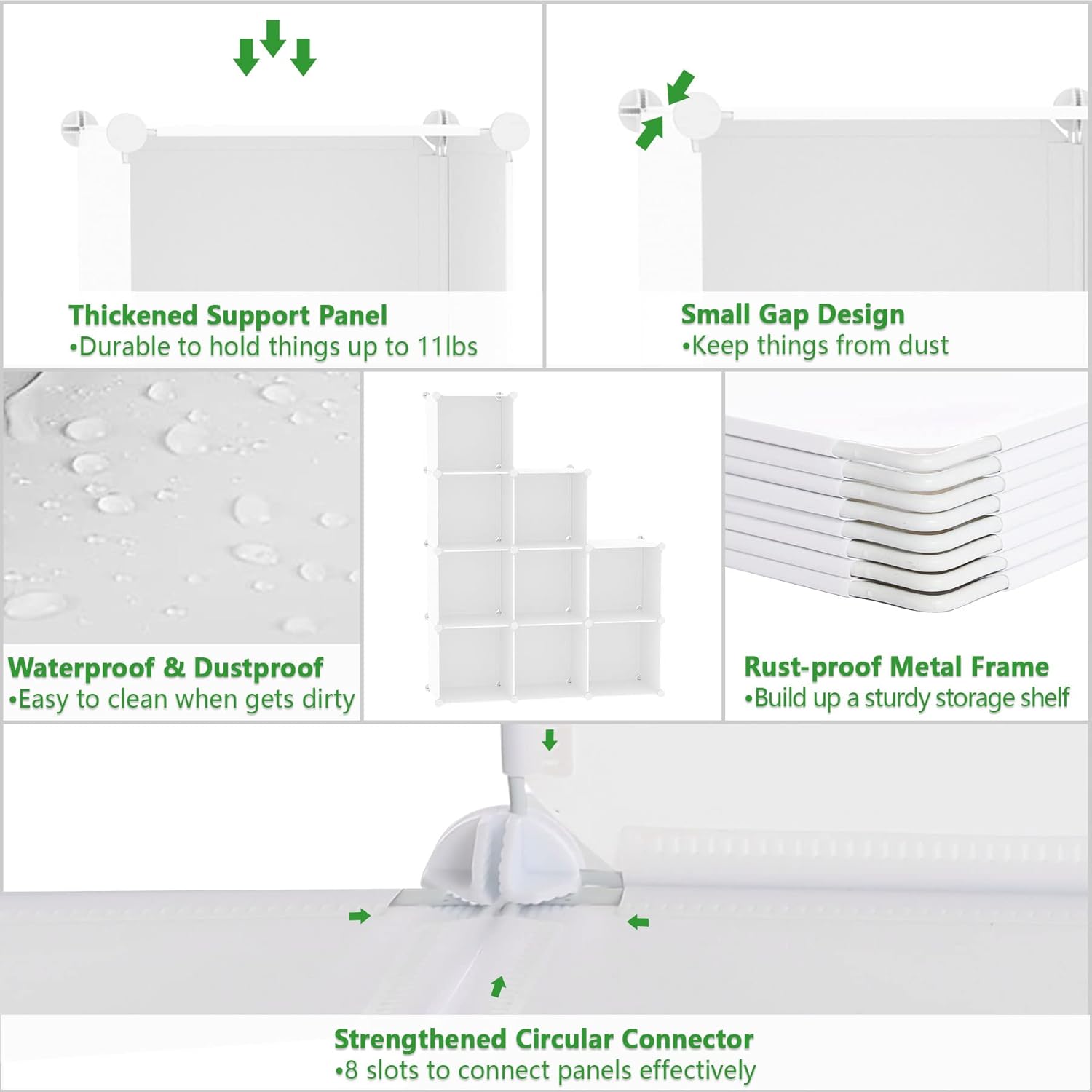 C&AHOME Cube Storage, 9-Cube Bookshelf, Plastic Closet Cabinet Organizer, DIY Stackable Bookcase, Modular Shelving Units Ideal for Home, Office, Kids Room, 36.6" L x 12.4" W x 48.4" H Milky UPCS09M