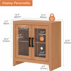 WAMPAT Farmhouse TV Stand for TVs up to 50”, Rustic Wood Entertainment Center with Adjustable Shelf, Glass Doors & Storage, Media Console Cabinet for Living-Room, Bedroom, Mocha