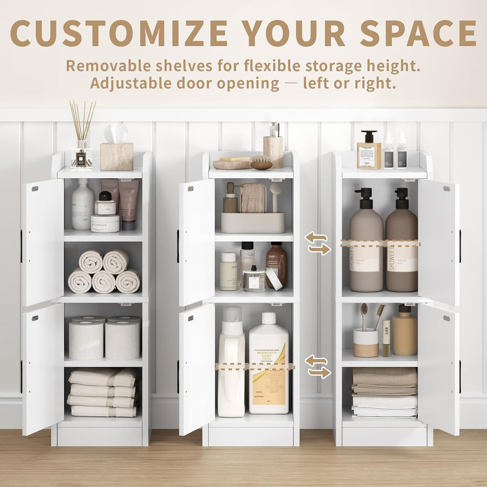 Narrow Bathroom Storage Cabinet with 2 Doors and Shelves, 9.8" W Small S...