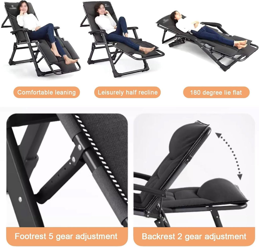 Gravity Chair, Premium Lawn Recliner Folding Portable Chaise Lounge for Patio Beach(Light Gray)