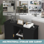 TaoHFE Black Buffet Cabinet,Modern Narrow Sideboard Buffet Cabinet Wooden Side Table with Storage,Black Accent Cabinets for Living Room