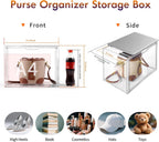3Pack Clear Plastic Handbag Storage Organizer for Closet, Acrylic Display Case for Handbag and Purse, Purse Organizer for Closet with Magnetic Door for Book, Toys, Hat