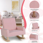 Costzon Kids Sofa, Toddler Rocking Chair with Solid Wood Frame, Linen Fabric, Anti-Tipping Design, Children Furniture Armchair for Kids Room, Nursery, Playroom, Preschool, Gift for Boys Girls (Pink)