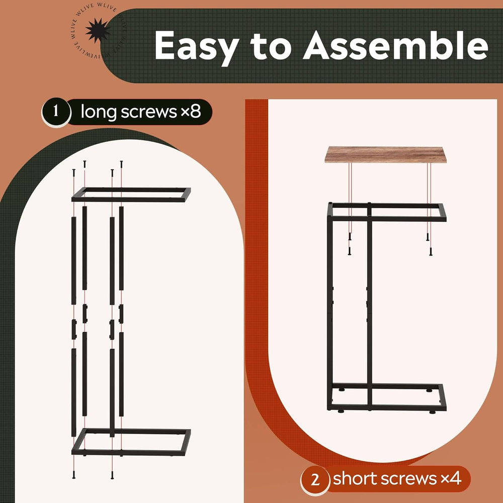 WLIVE C Shaped End Table, Small Side Tables for Sofa and Bed, Couch Table Tha...