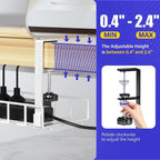 Under Desk Cable Management Tray 2 Pack, Xpatee Upgraded Wire Management No Drill No Screws, Cable Tray with Clamp for Wire Organizers, Computer Cord Rack for Office, Home - No Damage to Desk White