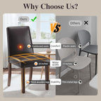 Dining Chairs Set of 4, Modern Dining Room Chairs with Wooden Legs, Faux Leather Upholstered Kitchen Farmhouse Parsons Chairs for Restaurant & Cafe- Dark Brown