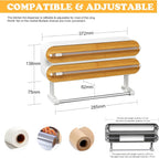 Magnetic Plastic Wrap Dispenser with Cutter - Quasziwa Refillable Tin Foil and Plastic Wrap Organizer for Kitchen, Aluminum Foil Dispenser with Paper Towel Holder Wall Mount - Fits 12" Roll, White