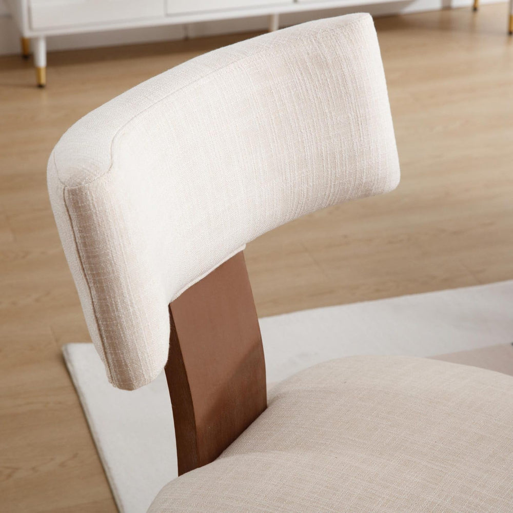 Modern Upholstered Dining Chairs Set of 6, Curved Mid Back, Farmhouse Beige L...