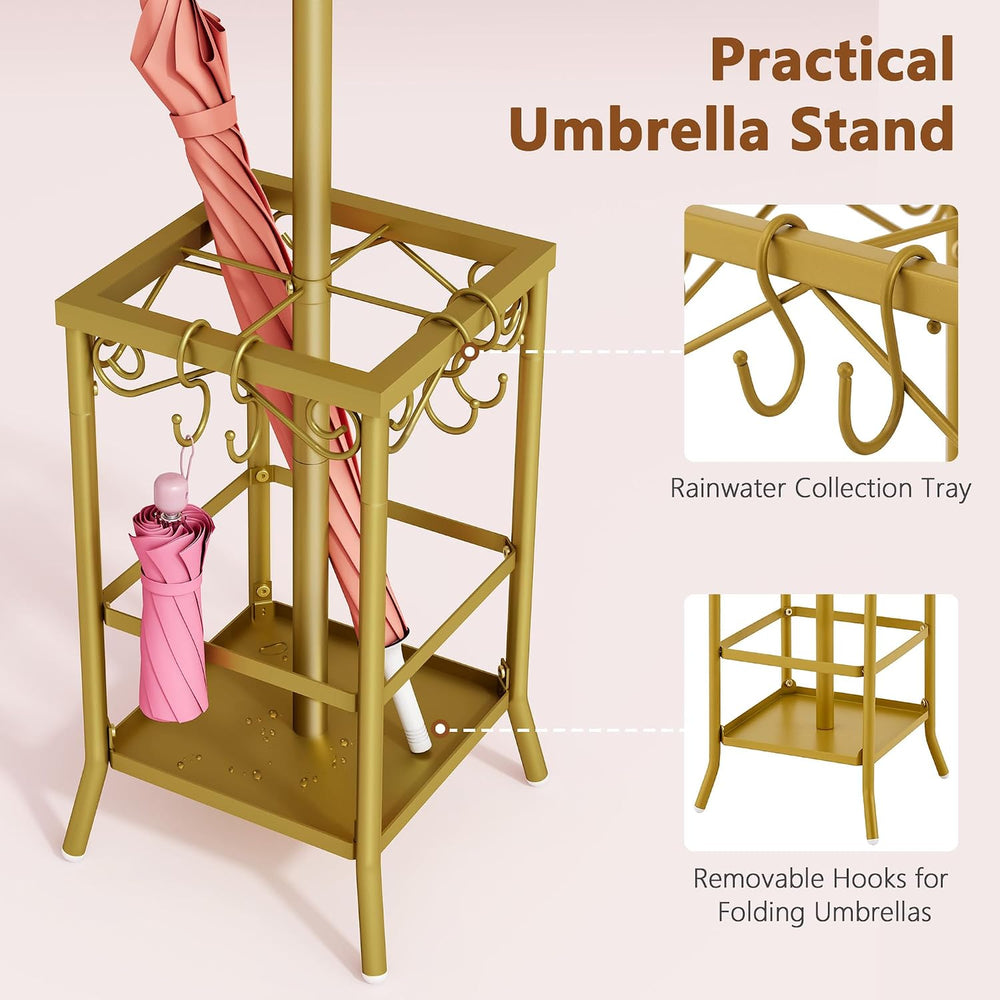 Hoctieon Coat Rack Freestanding, Coat Tree with Umbrella Holder