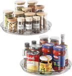 LAMU 2 Pack Lazy Susan Organizer 9 inch Lazy Susan Turntable for Cabinet, Rotating Spice Organization for Cabinet, Kitchen, Table Top, Countertop, Pantry Fridge Organizers and Storage, Gray