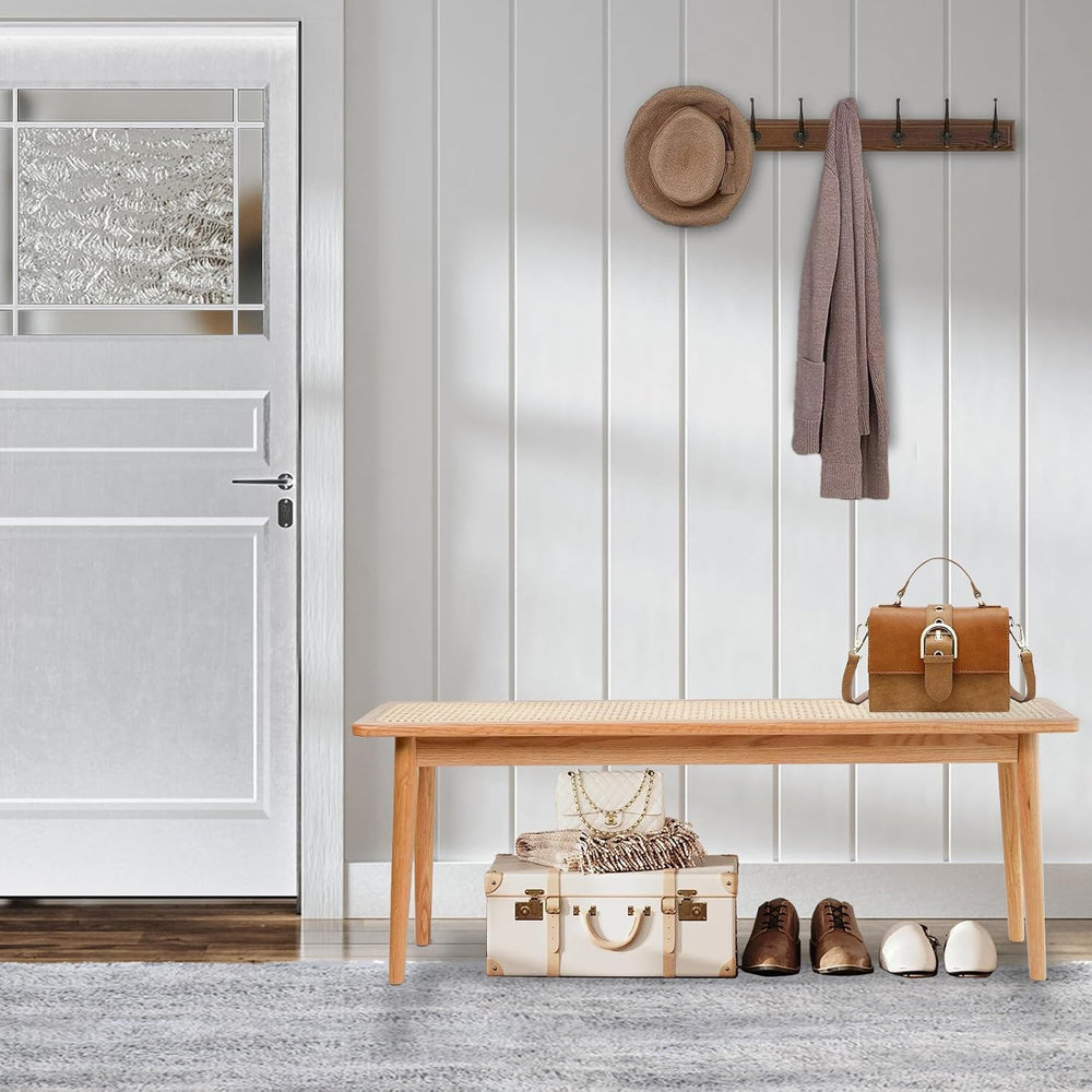Entryway Bench, Solid Wood Kitchen Dining Bench, Mid Century Modern End of Be...