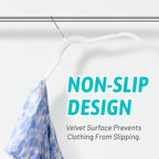Premium Velvet Shirt Hangers 30 Pack, Non-Slip 360° Swivel Hook Slim Felt Hanger, Space Saving Flocked Hangers for Tank Tops, Blouses, Strappy Dresses(White)