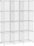 AWTATOS Cube Storage Organizer, Closet Organizers and Storage, 12 Cube Shelves Bookshelf, DIY Stackable Plastic Clothes Organizer Shelving for Bedroom, Home, Transparent Twill