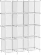 AWTATOS Cube Storage Organizer, Closet Organizers and Storage, 12 Cube Shelves Bookshelf, DIY Stackable Plastic Clothes Organizer Shelving for Bedroom, Home, Transparent Twill