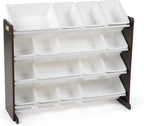 Humble Crew Supersized Toy Storage Organizer with 16 Removable Bins, Espresso/White – Large Toy Storage for Toddlers Ideal for Kids' Rooms, Playrooms, and Nurseries - Modern Toy Bins for Kids