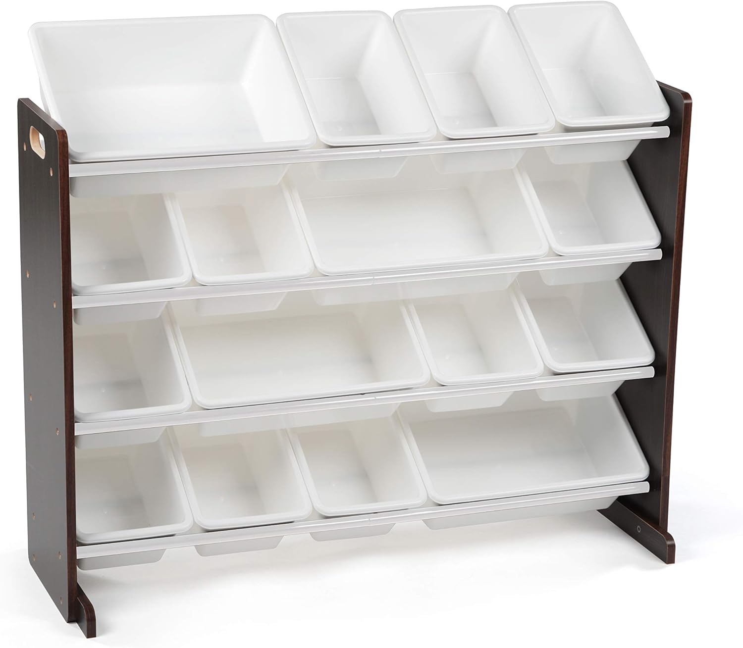 Humble Crew Supersized Toy Storage Organizer with 16 Removable Bins, Espresso/White – Large Toy Storage for Toddlers Ideal for Kids' Rooms, Playrooms, and Nurseries - Modern Toy Bins for Kids