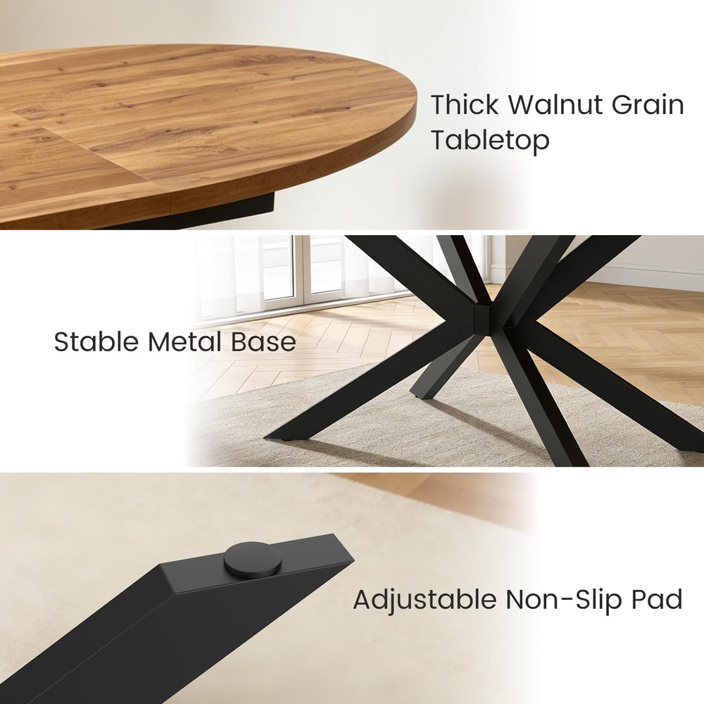 63"-78.7" Extendable Oval Dining Table Set for 4 | 5 Piece Large Ro...