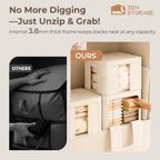 6Pack 60L Large Cloth Storage Bins with Metal Frame, Linen Storage Box with Clear Window, Stackable Sweater Storage for Closet, Clothes Storage Containers for Comforters, Blankets, Quilts, T-shirt