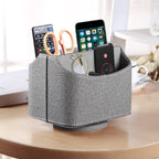 PUSU Leather 360°Rotatable Remote Control Holder,Nightstand TV Remote Caddy,Office Supplies Desktop Organizer,Spinning Storage Box for Pen,Mail,Phone,DVD, Blu-Ray, Media Player, Heater Controllers