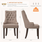 COLAMY Wingback Upholstered Side Dining Room Chairs Set of 4, Fabric Dining Chairs with Tufted Button, Living Room Chairs for Home Kitchen, Taupe