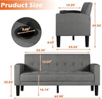 AILEEKISS 62" Loveseat Couches Upholstered Fabric Linen Love Seat Sofas Couch with 2 USB, Cup Holders, Side Pocket, Modern Tufted Sofa for Living Room, Office, Bedroom, Apartment (2-Seat, Dark Grey)