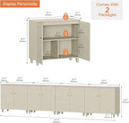 WAMPAT Modern TV Stands Entertainment Center for 100+ Inch TVs, 4-in-1 Beige Wood Television Stand with Doors, Extra Wide Media Console Tables with Storage Cabinets for Living Room, 141.6x15.3x32.4